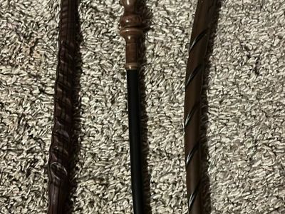 Set of 3 Toy Magic Wands - Brown Plastic Replica Wands