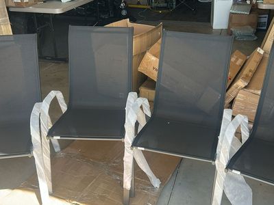 Set of 4 Black Mesh Modern Patio Dining Chairs Outdoor Seating