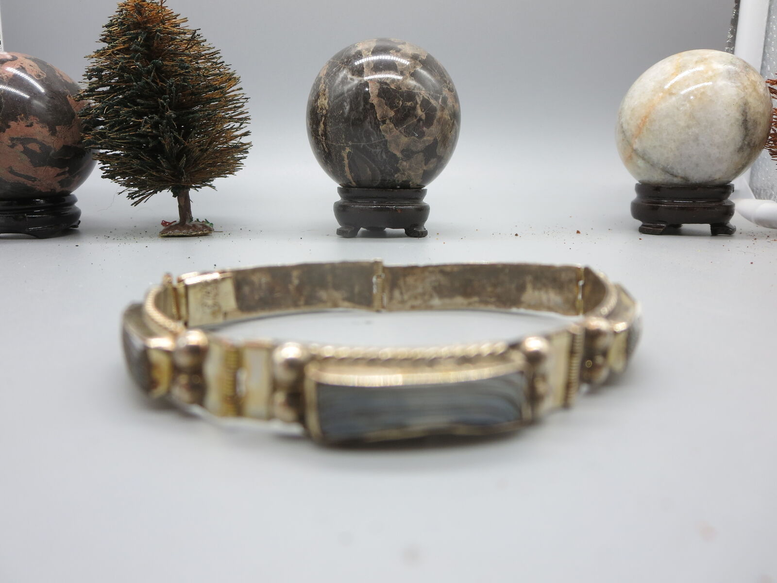 Vintage Taxco Mexico panel beacelet sterling silver