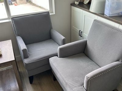 Two Gray Fabric Chairs