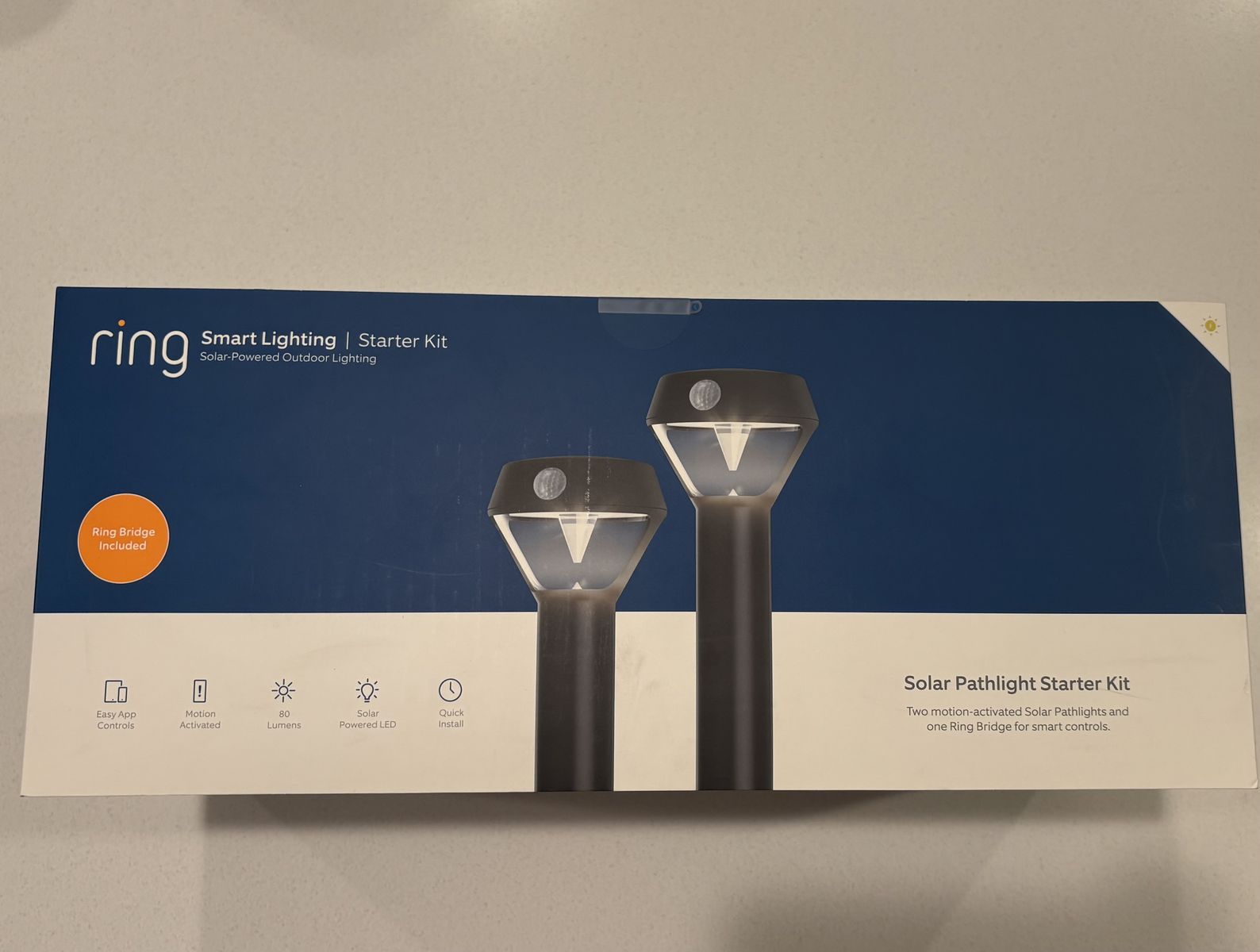 NEW 2 Pack Ring Smart Solar LED Security Path Light Starter Kit