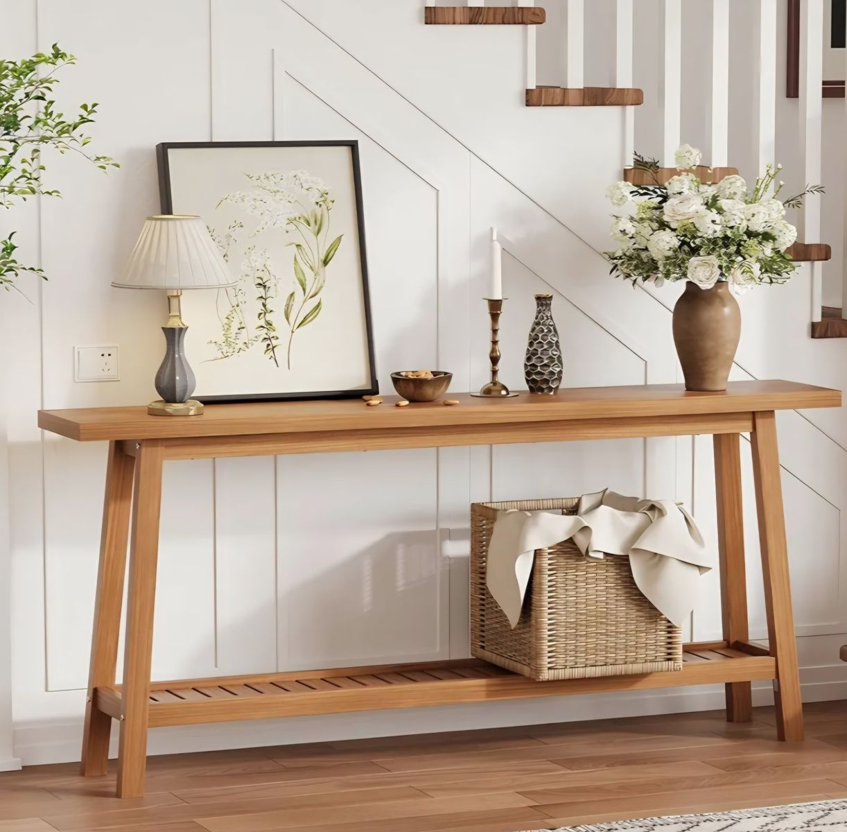 70.9 Inch Console Table for Entryway, Extra Long 2-Tier Narrow Sofa Table Behind Couch