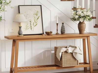 70.9 Inch Console Table for Entryway, Extra Long 2-Tier Narrow Sofa Table Behind Couch