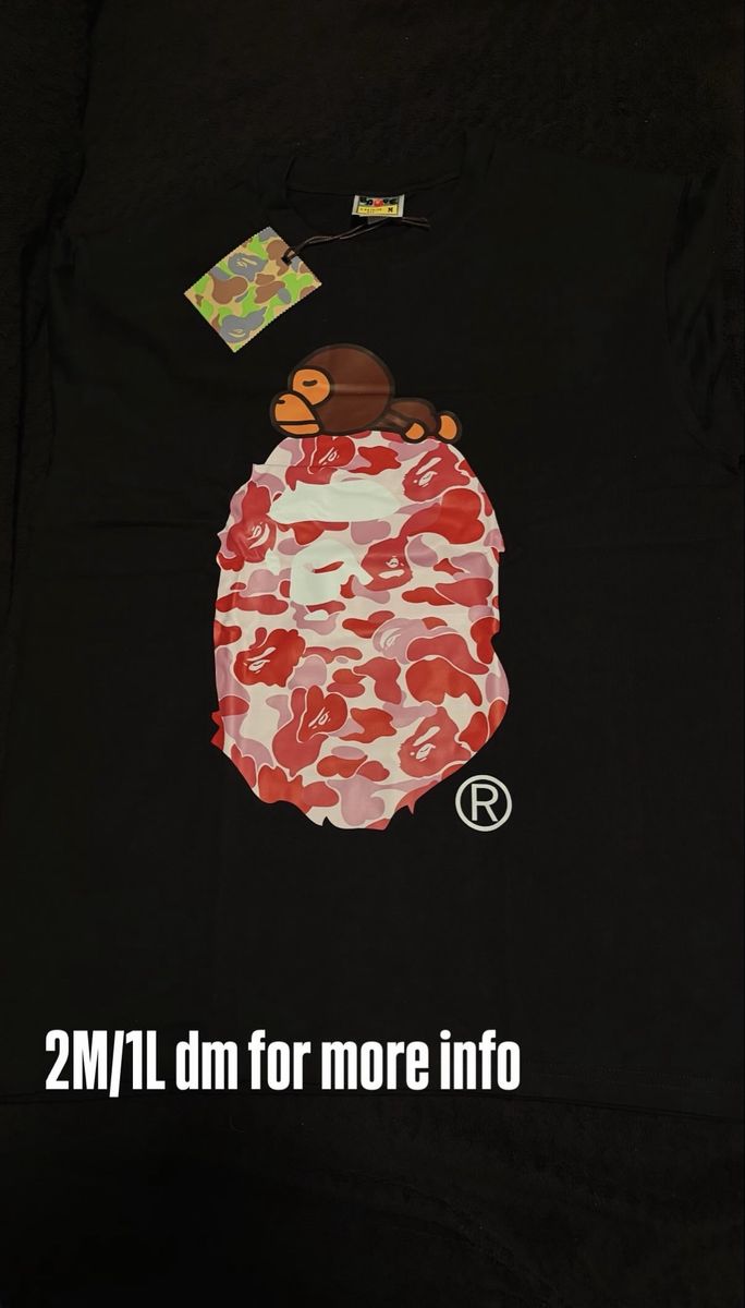 pink print bape shirt