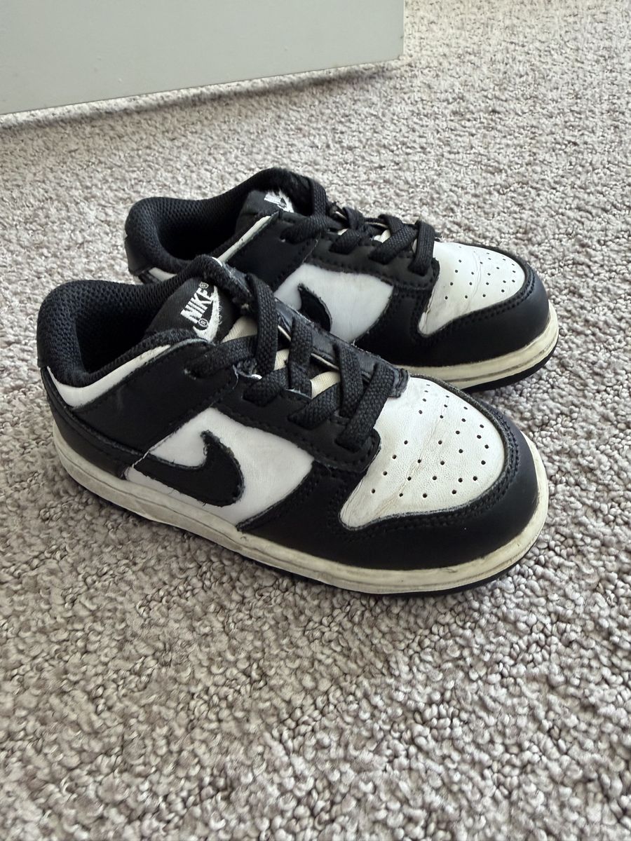 Nike Dunk Low Panda Toddler Sneakers Size 8C Black White Leather