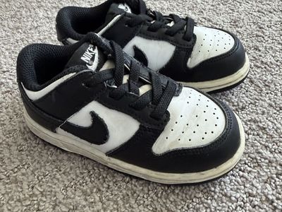 Nike Dunk Low Panda Toddler Sneakers Size 8C Black White Leather