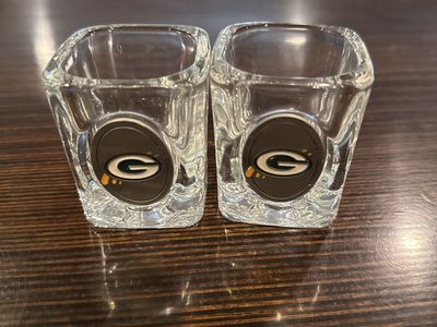 Green Bay Packers Square Shot Glasses - Set of 2 NFL Football Team Collectible Drinkware