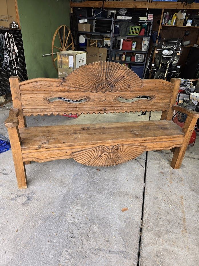 Solid wood western style bench