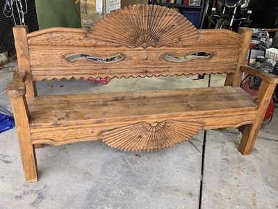 Solid wood western style bench