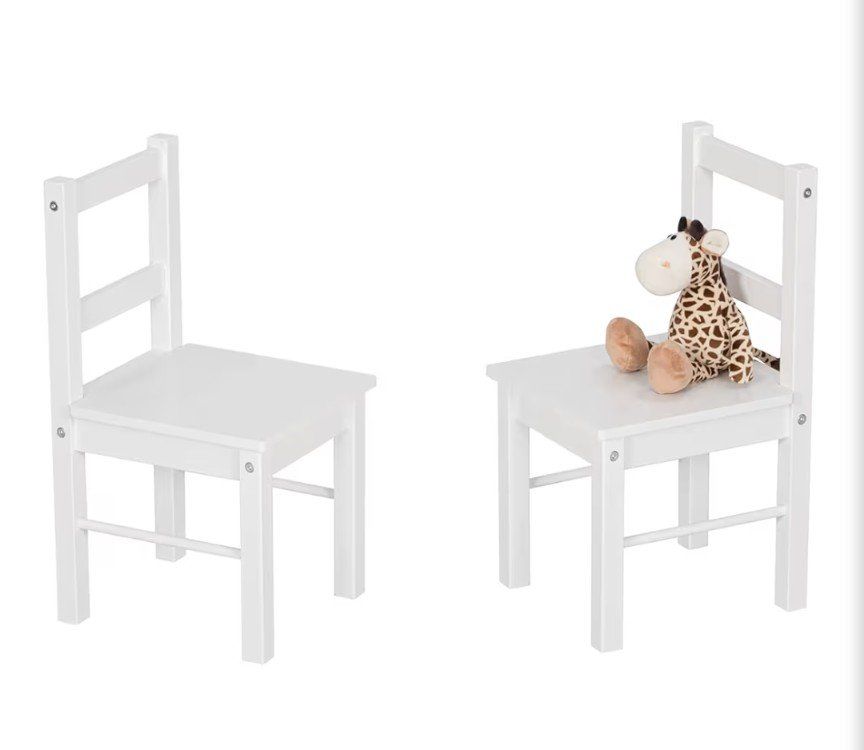 UTEX Set of 2 Childrens White Wooden Chairs