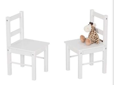 UTEX Set of 2 Childrens White Wooden Chairs