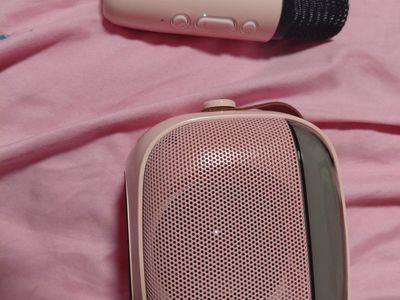 Smart Portable Bluetooth Speaker with Dual Wireless Microphones, Pink, Karaoke Ready