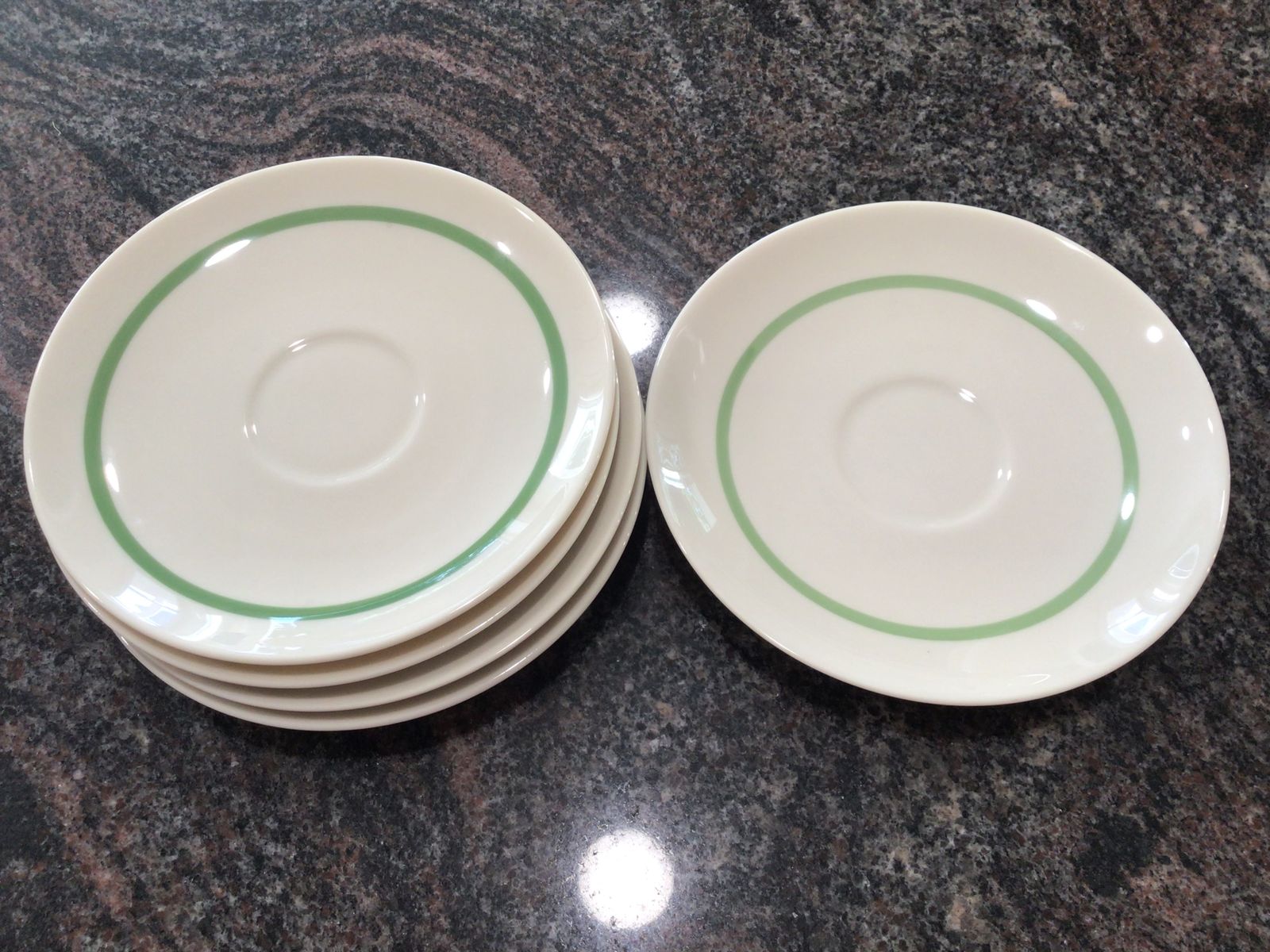 FRANCISCAN WESTWOOD saucers 5 green line cottagecore EXCELLENT