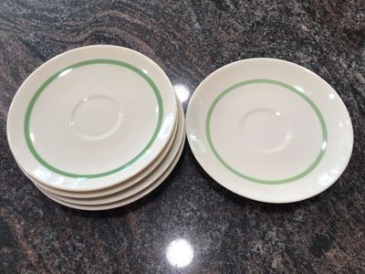 FRANCISCAN WESTWOOD saucers 5 green line cottagecore EXCELLENT
