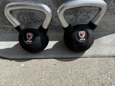 New 20 Pound American Barbell Urethane Kettlebell Set 40 Pounds Total