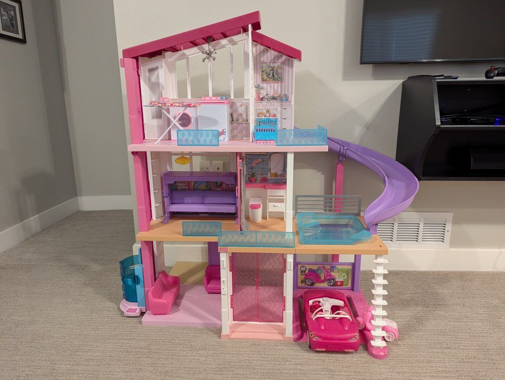 Large 3-Story Barbie Dreamhouse with Slide, Pool, Car & Accessories
