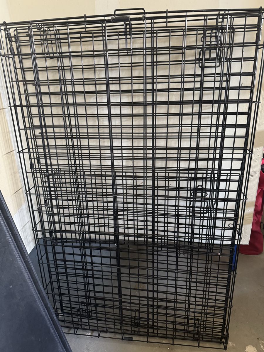 Free Large Black Folding Pet Crate Dog Kennel with Tray