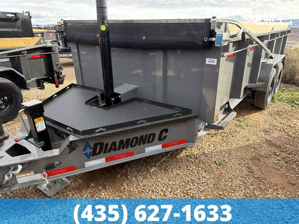 7x16 Diamond C LPT 207 Dump Trailer - 32" Sides - 15.5K GVWR - 14 Ply Tires, Board Brackets, Long Arm Tarp