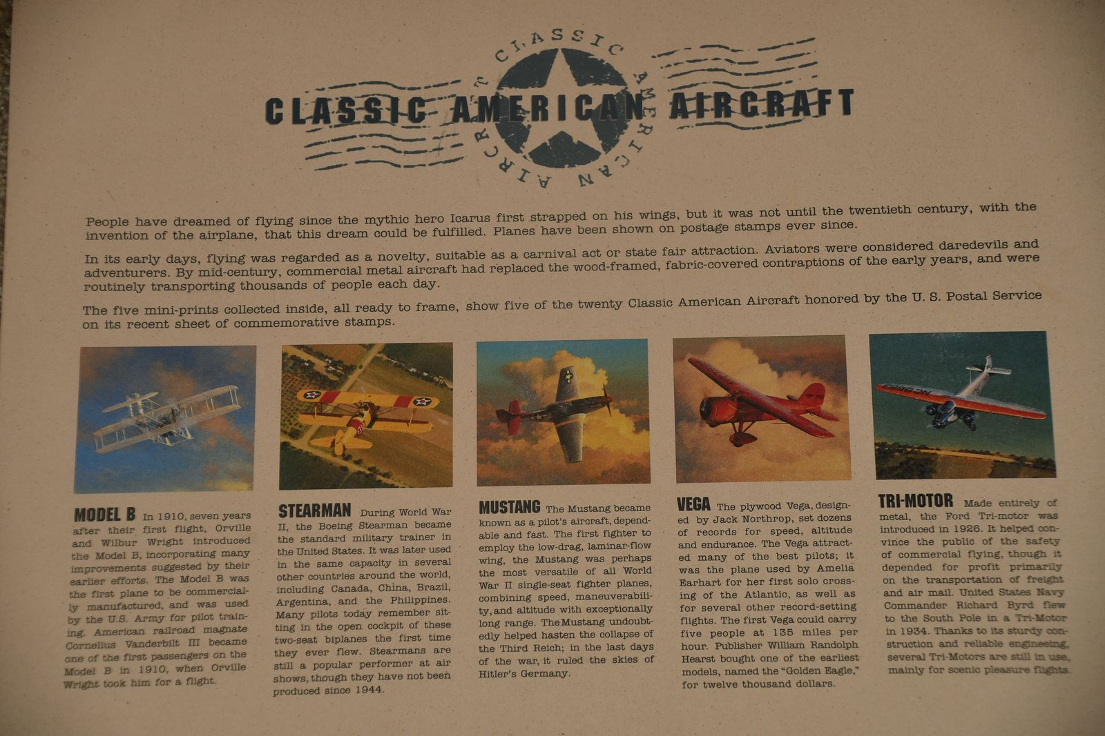 Classic American Aircraft Portfolio with 5 ready to frame prints.