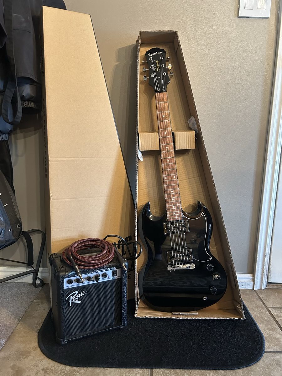 Epiphone SG Special Electric Guitar with Rogue G10 Practice Amp - Black, Excellent Condition