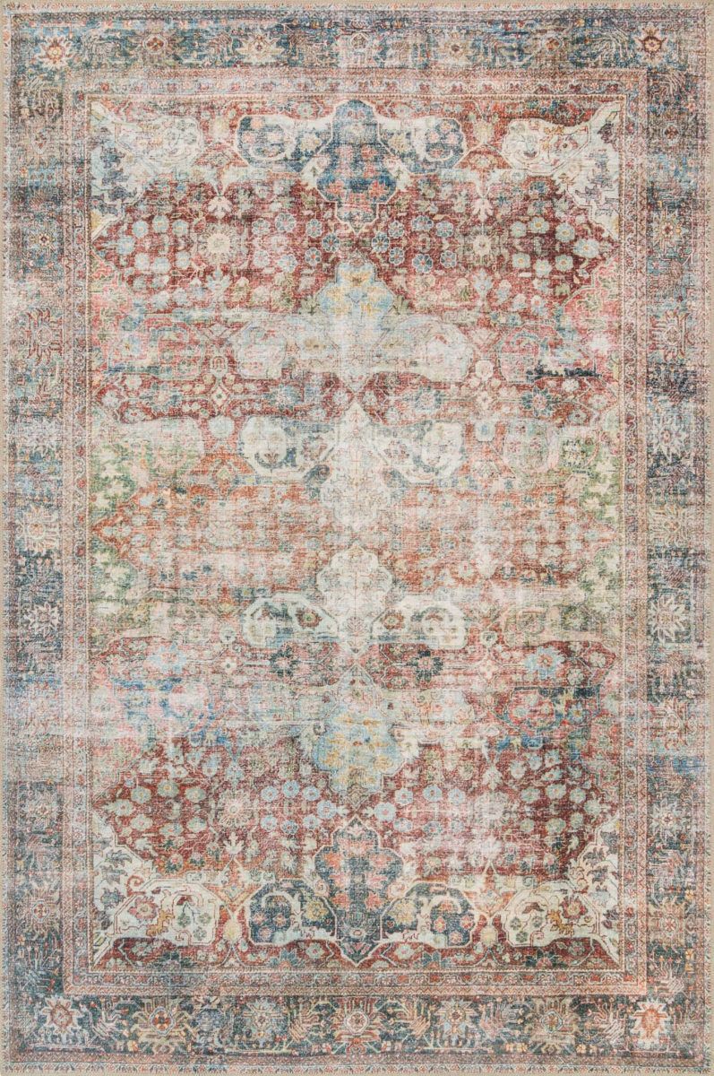 Loloi Loren Collection LQ-14 Brick Multi Area Rug - 7'6" x 9'6" 8x10 rug