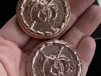 2 Hand Poured Copper Pirate skull crossbones
