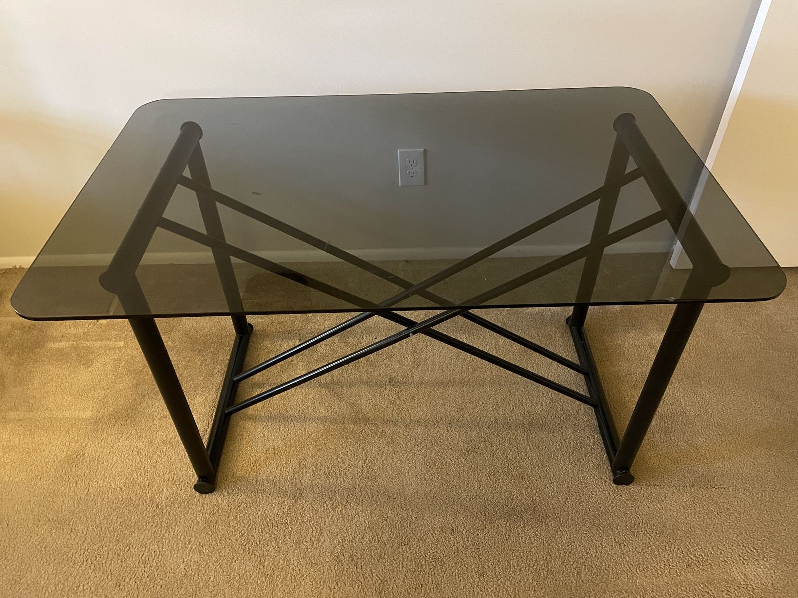 Glass table for dining, use as a desk, or as a coffee table