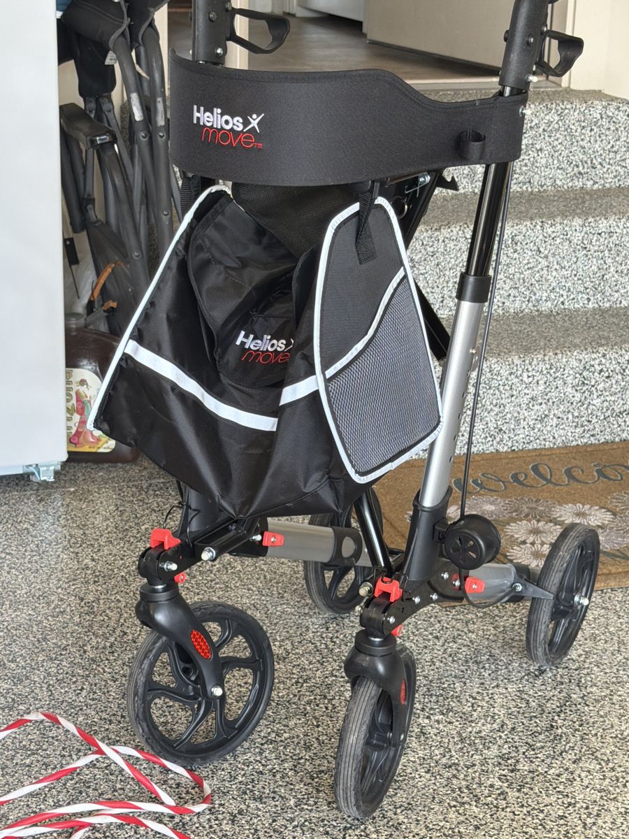 Helios X Move Lightweight Folding Rollator Walker with Seat and Storage Bag, Mobility Aid