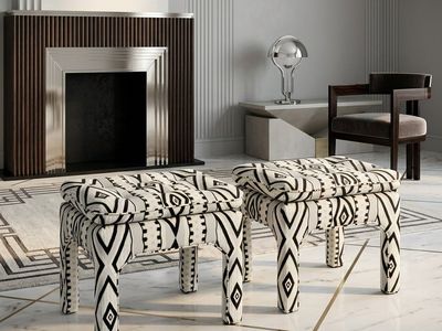 Pair of Milo Baughman Style Upholstered Bench