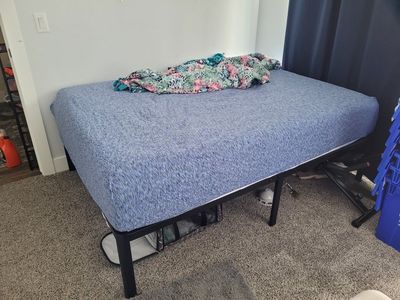 Full size memory foam mattress with topper and pla