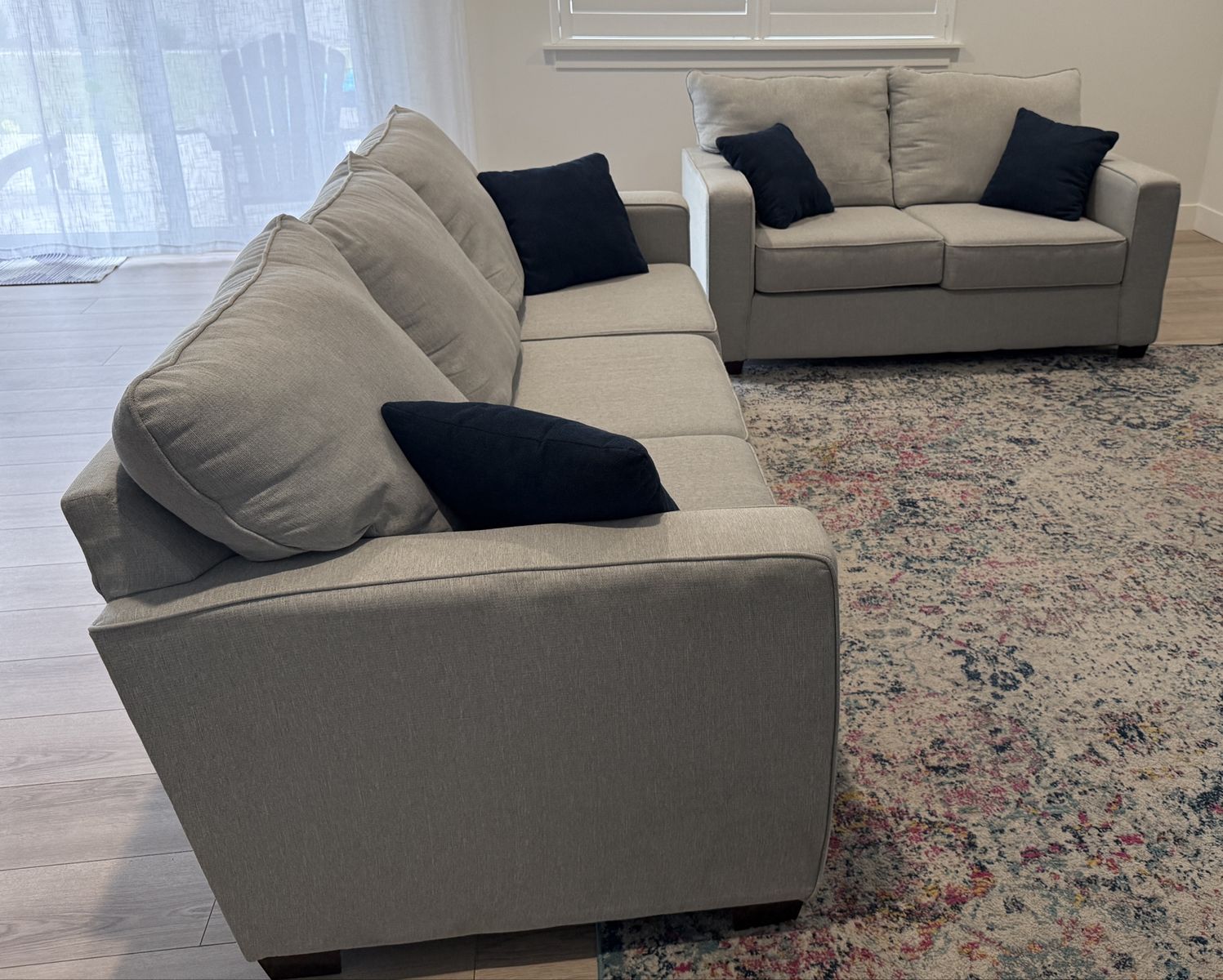 Light Gray Fabric Couch and Loveseat Set - Good Condition