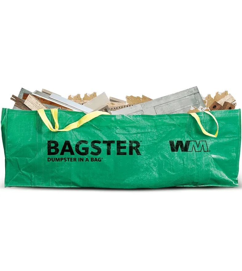 Bagster WM Dumpster in a Bag - 3.3k lbs Capacity, 3 Cubic Yards - For Renovating, Moving, Cleanup