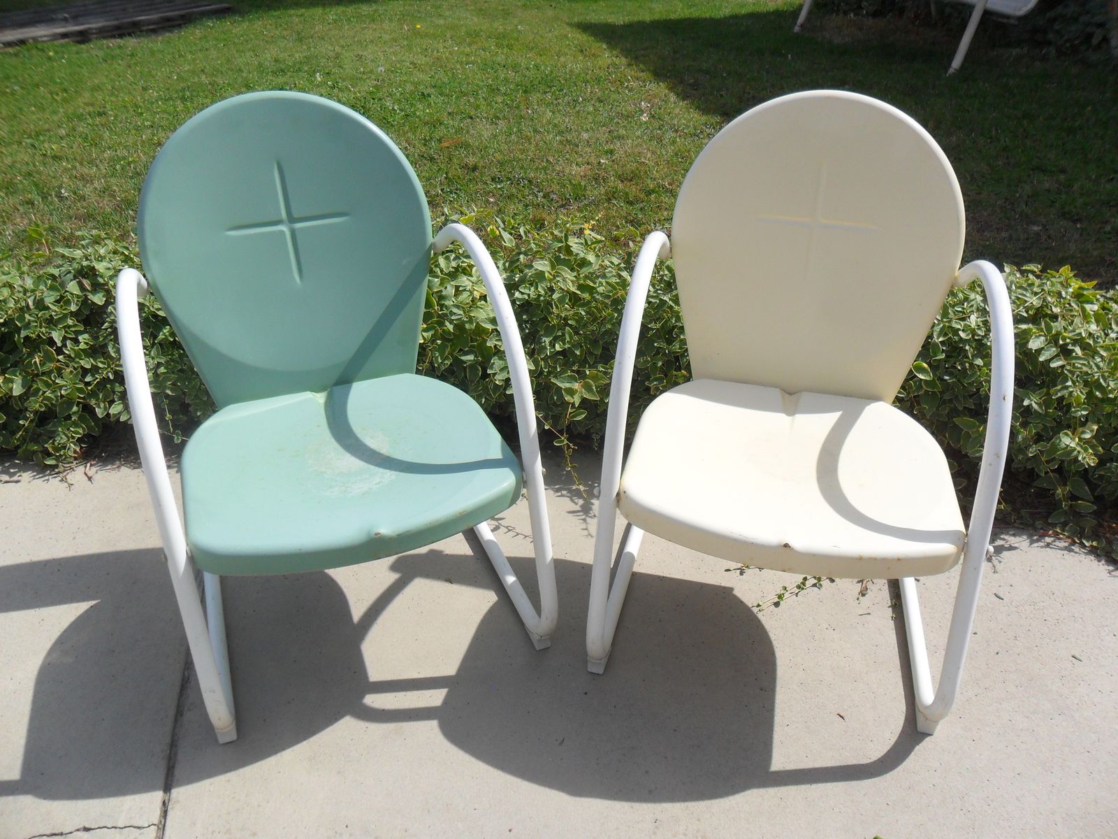 TWO VINTAGE STYLE METAL CHAIRS