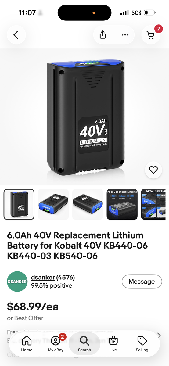 Brand new 40v 6.0 battery 50 dollars