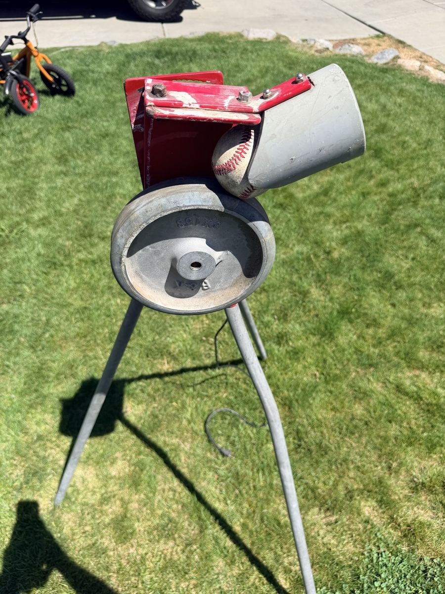 Vintage Baseball Pitching Machine with Tripod Stand