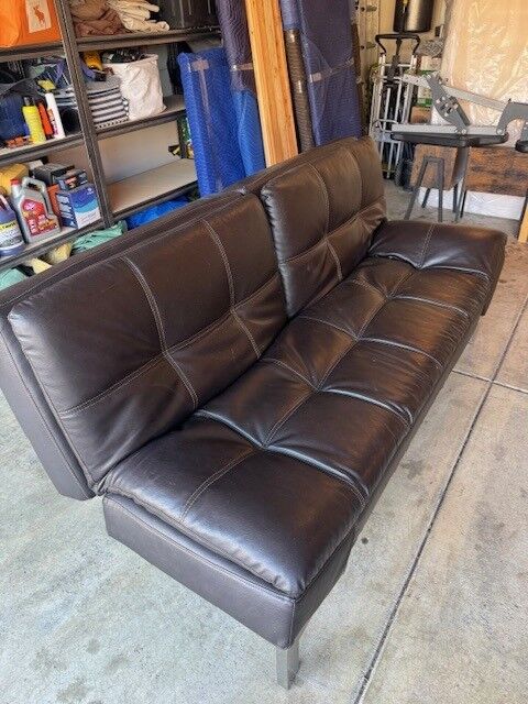 Dark Brown Leather Couch/Daybed