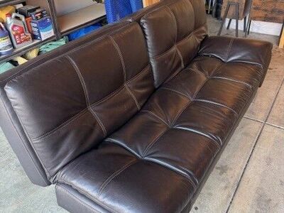 Dark Brown Leather Couch/Daybed