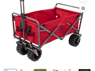 Smart Design Collegiate Heavy-Duty Collapsible Sports Wagon - Utah Utes Red Utility Cart