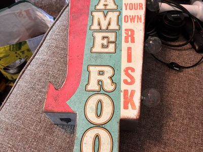 Vintage Style "Game Room Play At Your Own Risk" Marquee Light Up Sign Decor