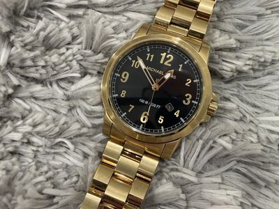 Michael Kors Gold Tone Black Dial 100M/330FT Wristwatch - Men's