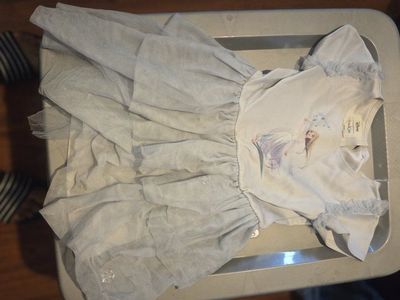 Disney Pepa & Julie Frozen Elsa Dress Toddler Girl's 5T, White/Gray Tulle