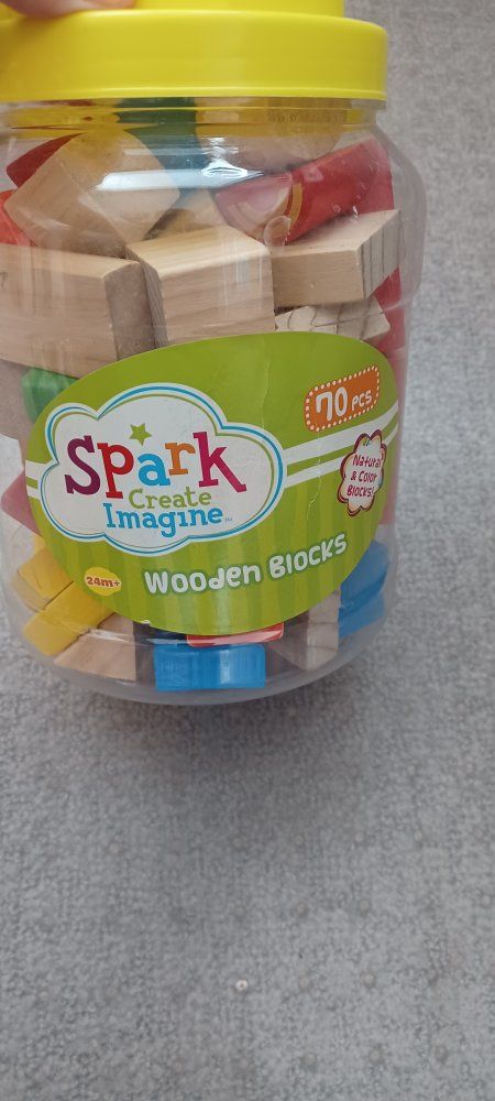 Spark Create Imagine 70pc Wooden Blocks - Natural & Color Blocks for 24m+