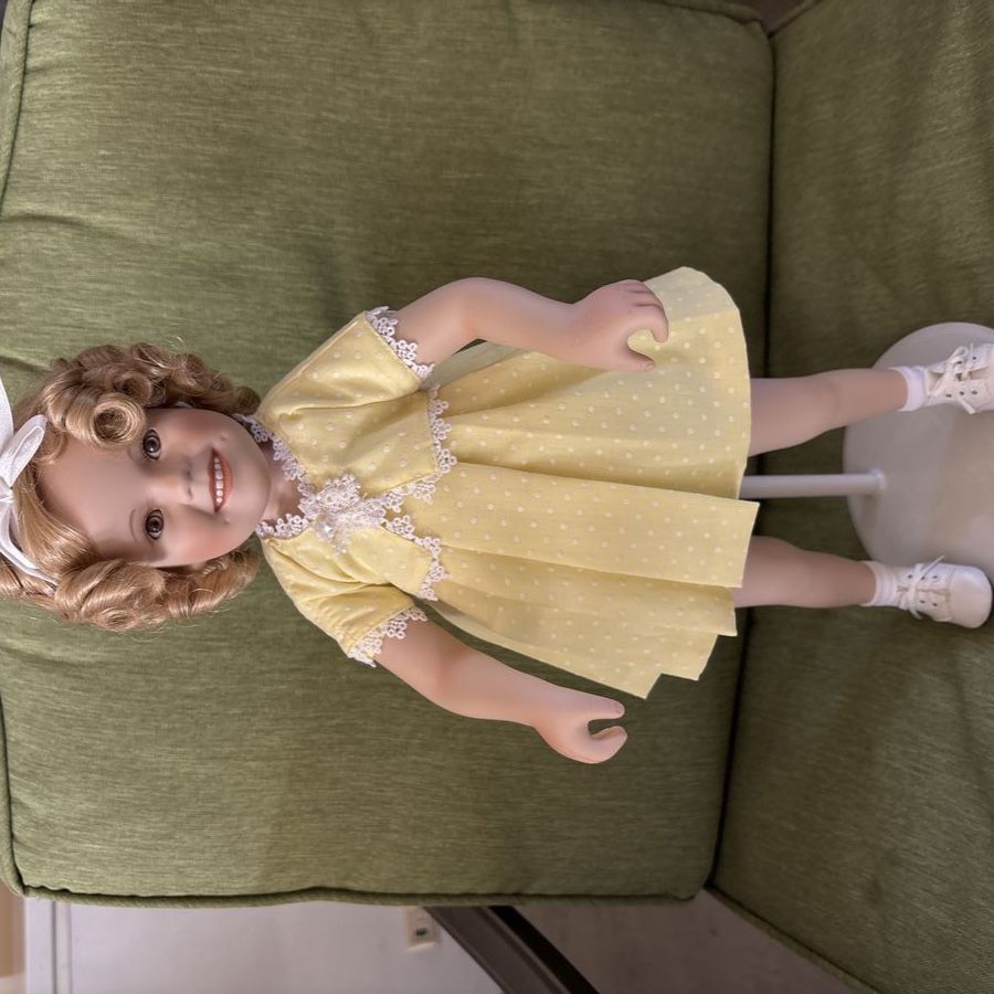 Large Vintage Shirley Temple Style Doll w/ Stand – Collectible