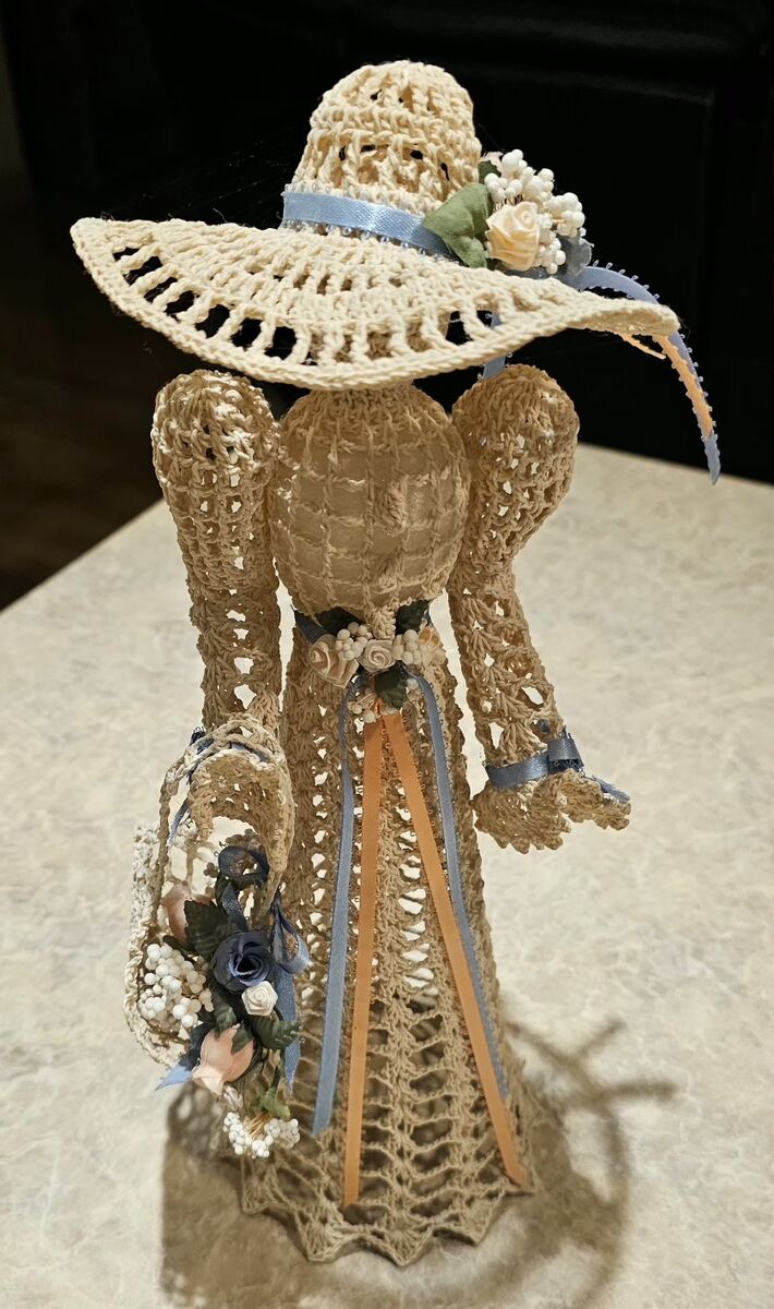 Croquet Lady's 15" Tall Flower Basket and Hat