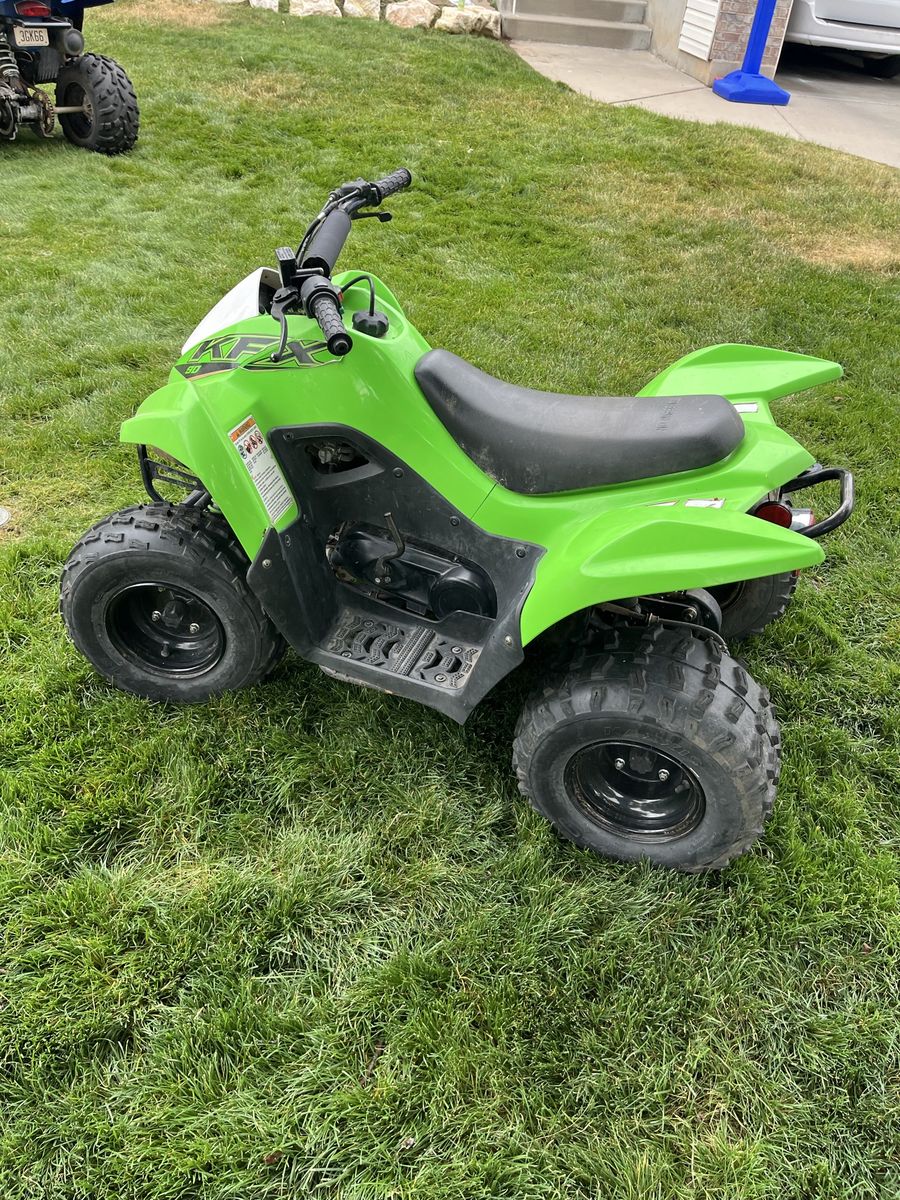 2022 Kawasaki KFX50 Green 90cc ATV Quad - Kids Off-Road Vehicle, Excellent Condition