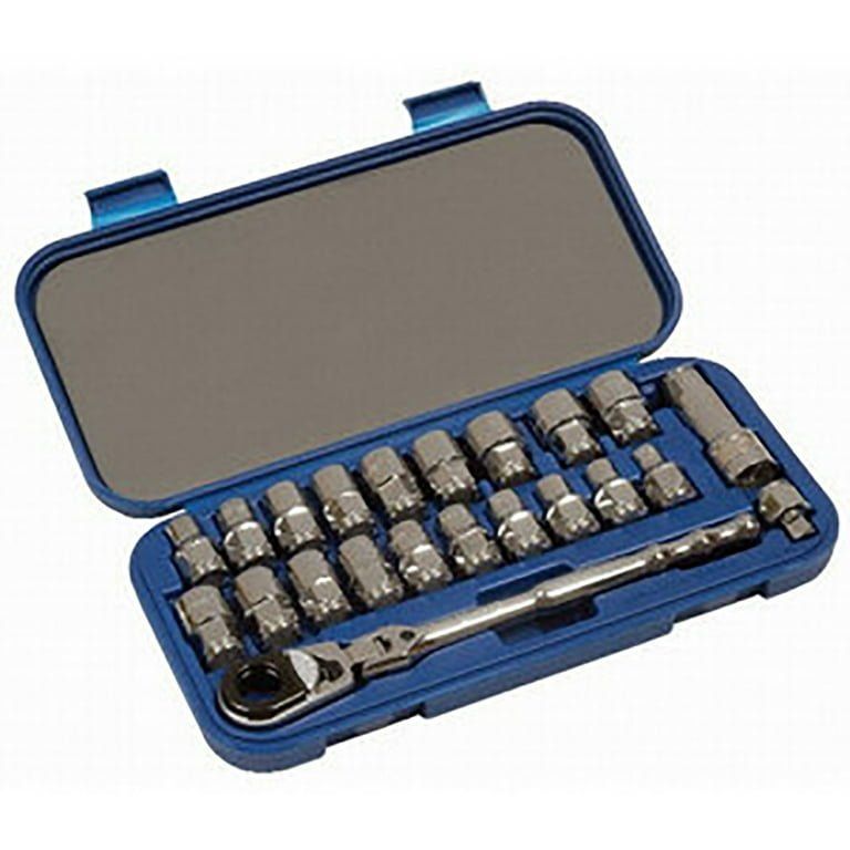 Williams 22 pc 3/8" Drive 6-Point SAE & Metric Shallow Bolt Thru Socket Set Compact Case