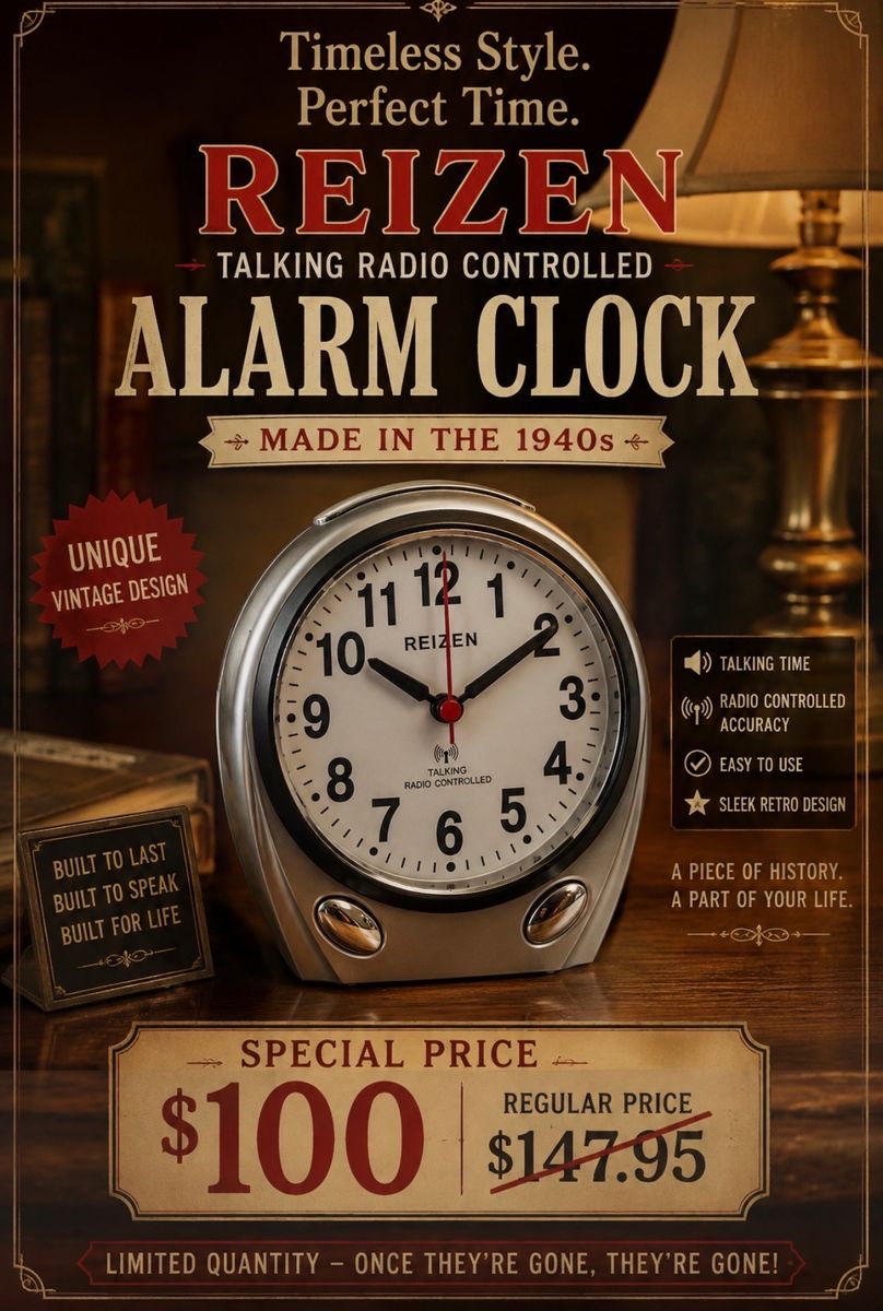 Reizen Talking Atomic Analog Alarm Clock