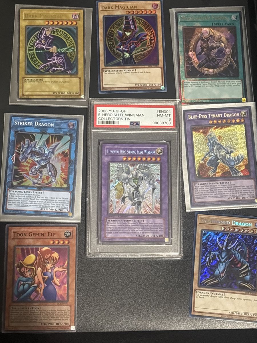 Yugioh limited edition - elemental hero shining flare wingman psa 8 + rare iconic cards.