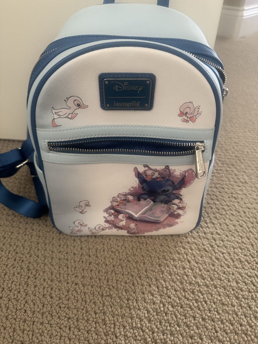 Disney Loungefly Stitch and Ducklings Mini Backpack Blue White