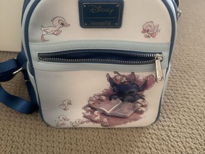 Disney Loungefly Stitch and Ducklings Mini Backpack Blue White